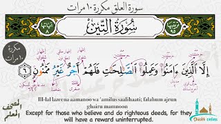 آيات سورة التين مكررة  ١٠ مرات | المصحف المعلم- شيخ أونلاين